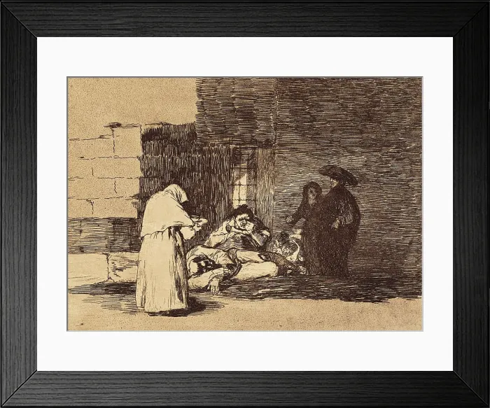 Framed Print : GOYA Y LUCIENTES, Francisco de (1746-1828). A woman's charity. 1810-1820. Plate 49 of 'The Disasters of War'. Etching. SPAIN. Madrid. National Library Framed Print : GOYA Y LUCIENTES, Francisco de (1746-1828). A woman's charity. 1810-1820. Plate 49 of 'The Disasters of War'. Etching. SPAIN. Madrid. National Library