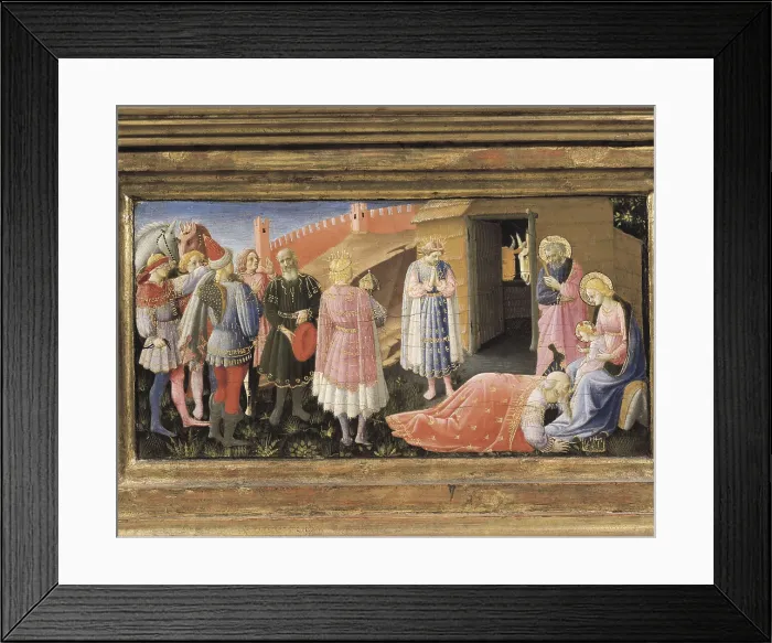 Framed Print : ANGELICO, Fra (1387-1455). The Annunciation Altarpiece. ca. 1440. Detail of the central predella depicting the 'Adoration of the Magi'. Renaissance art. Quattrocento Framed Print : ANGELICO, Fra (1387-1455). The Annunciation Altarpiece. ca. 1440. Detail of the central predella depicting the 'Adoration of the Magi'. Renaissance art. Quattrocento