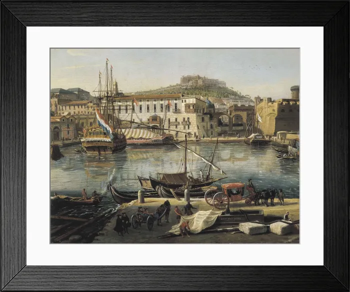 Framed Print : VAN WITTEL, Gaspar (1653-1736). View of The Arsenal, or dockyard, at Naples in 1703. 1711. Central detail. Baroque art. Oil on canvas. ITALY. Turin
