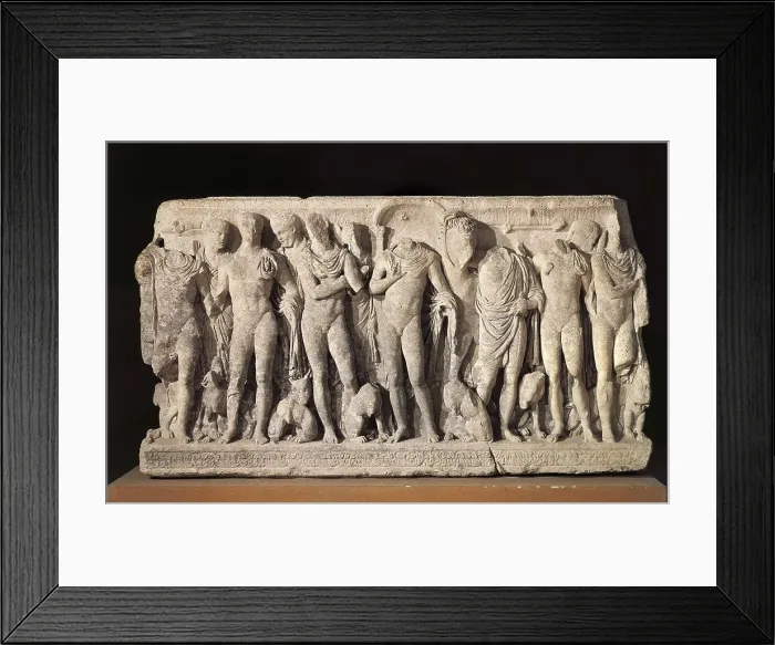 Framed Print : Sarcophagus of Hippolyte. 2nd c. Roman art. Early Empire. Relief on rock. SPAIN. Tarragona. Praetorium Tower. AISA / Everett Collection**US SALES ONLY**
