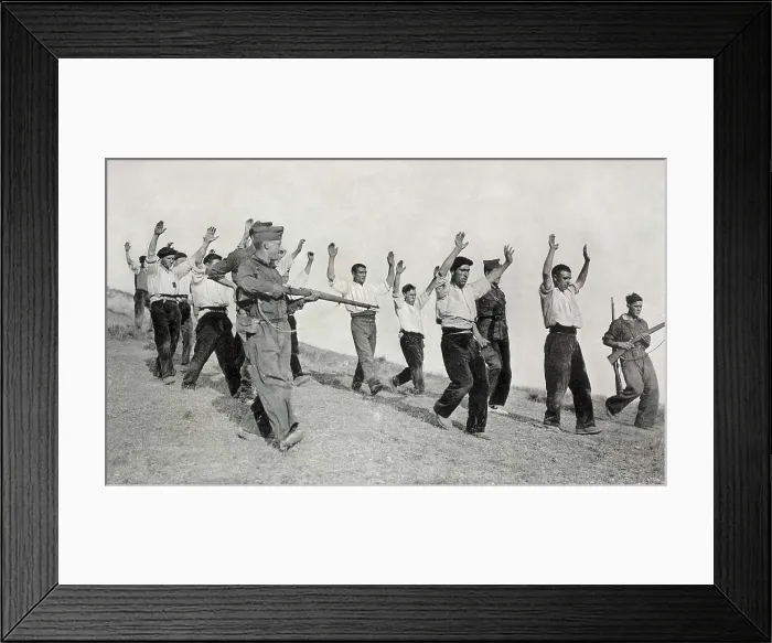 Framed Print : Spain. Civil War. Arrest of republican militians in the front of Somosierra (July-August, 1936). SPAIN. Monistrol de Montserrat. Library of Montserrat Abbey Framed Print : Spain. Civil War. Arrest of republican militians in the front of Somosierra (July-August, 1936). SPAIN. Monistrol de Montserrat. Library of Montserrat Abbey