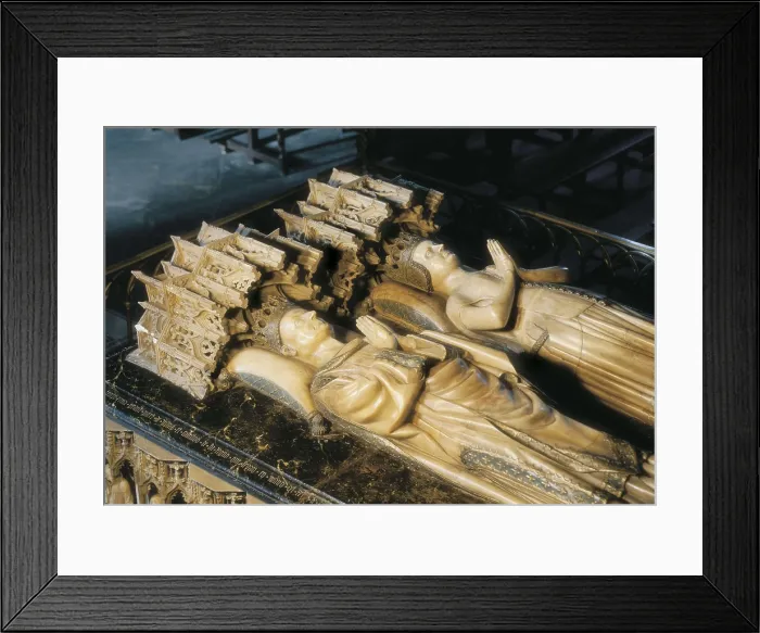 Framed Print : LOME, Jehan (1505-1566). Sepulchre of Carlos III and Doa Leonor. 1413-1419. SPAIN. Pamplona. Cathedral of St. Mary. Made in alabaster. Gothic art. Relief