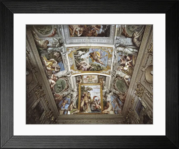 Framed Print : CARRACCI, Agostino (1557-1602); CARRACHE, Annibale. The Galleria Farnese. 1597-1602. ITALY. Rome. Farnese Palace. Mythological scenes. Baroque art. Fresco