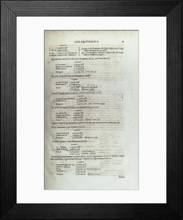 Framed Print : Napier, John (1550-1617). Page of 'Arithmetica logarithmica'. FRANCE. Paris. National Library. AISA / Everett Collection**US SALES ONLY**