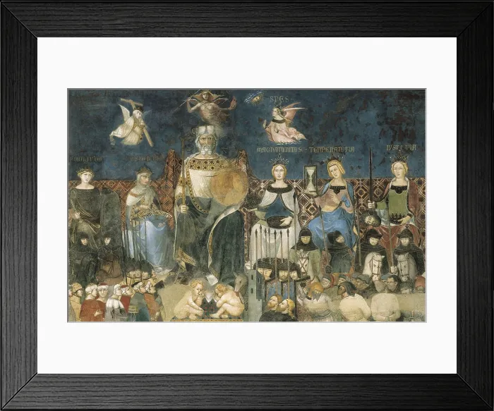 Framed Print : LORENZETTI, Ambrogio (1285-1348). Allegory of the Good Government. 1338-1340. ITALY. Siena. Public Palace. Located in the Sala dei Nove
