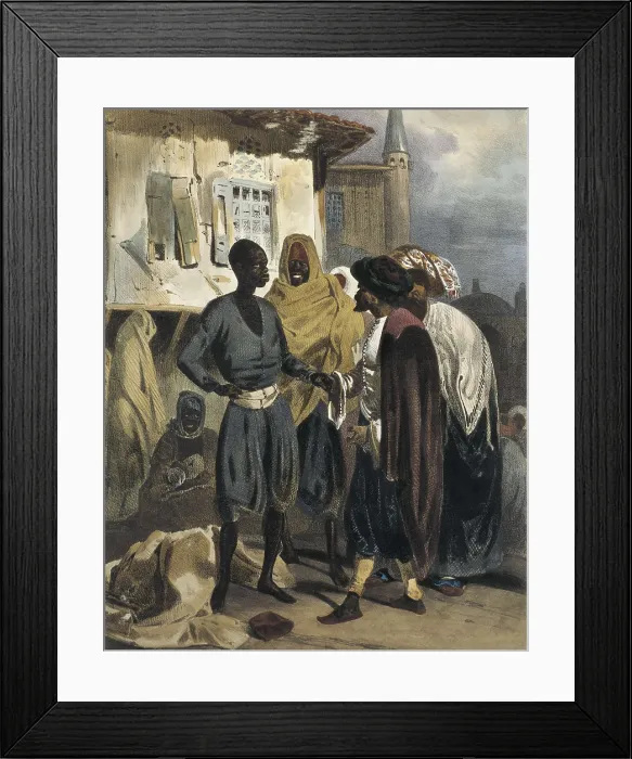 Framed Print : Ottoman Empire (19th c.). The Slave's Bazaar, Constantinople. Litography. FRANCE. Paris. Bibliothque des Arts Dcoratifs (Decorative Arts Library)