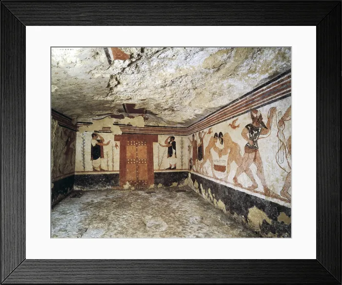 Framed Print : Tomb of the Augurs. 6th c. BC. ITALY. Tarquinia. Necropolis of Monterozzi. Tomb of The Augurs. Etruscan art. Fresco. AISA / Everett Collection**US SALES ONLY**