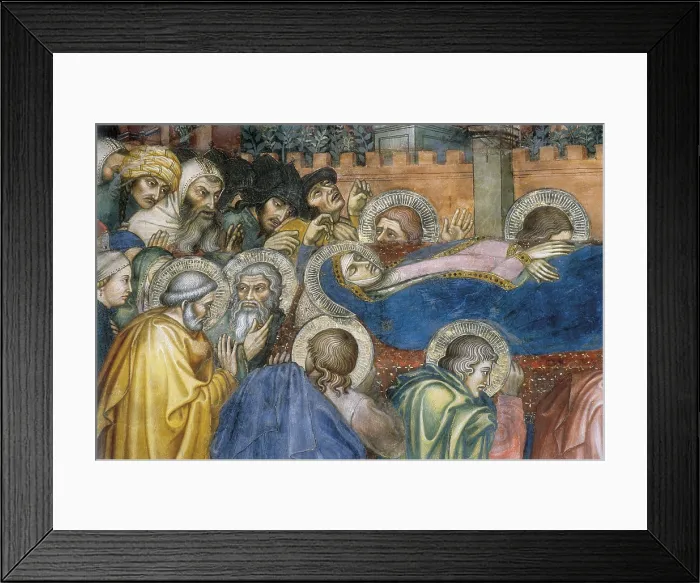 Framed Print : TADDEO di BARTOLO (1362-1422). The Funeral of the Virgin. 1409. ITALY. Siena. Public Palace. Detail of the funeral cortege around the lying body of the Virgin