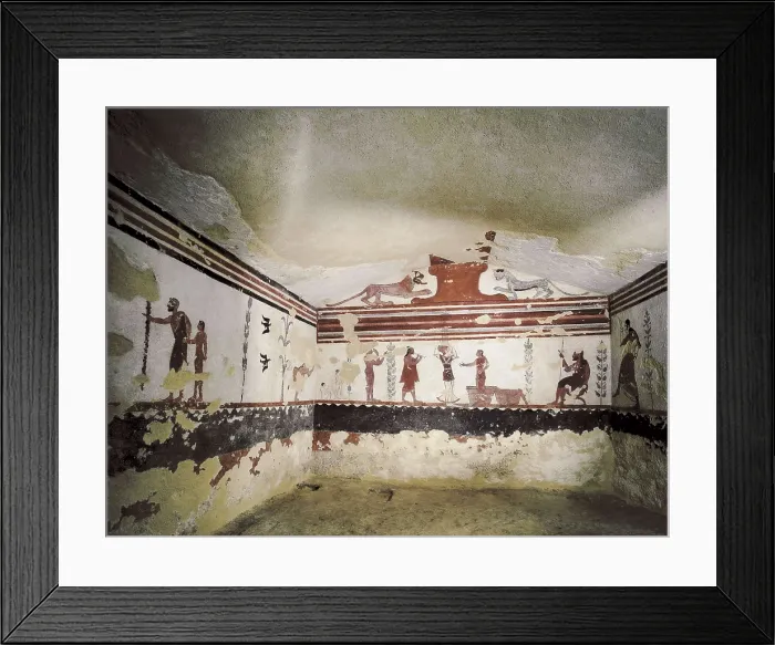 Framed Print : Tomb of the Prestidigitators. ITALY. Tarquinia. Necropolis of Monterozzi. Tomb of the Prestidigitators.. Etruscan art. Fresco. AISA / Everett Collection**US SALES ONLY**