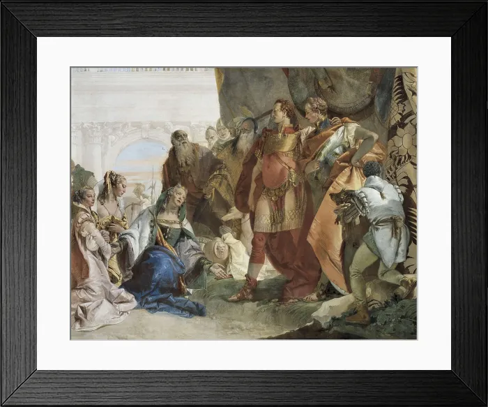 Framed Print : TIEPOLO, Giovanni Battista (1696-1770). The Continence of Alexander the Great. 1743. Central detail with Alexander the Grat before Darius III's family. Baroque art. Fresco