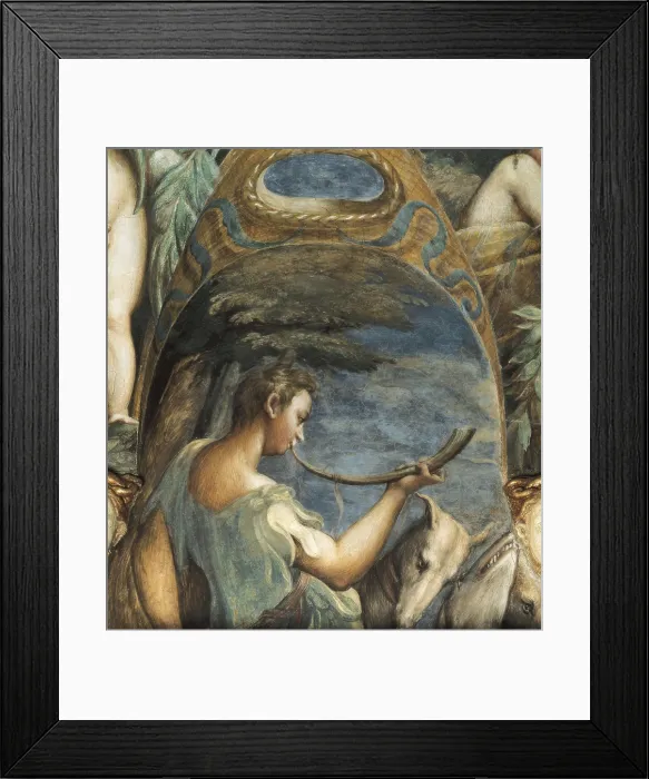 Framed Print : PARMIGIANINO, Francesco Mazzola, called Il (1503-1540). Legend of Artemis and Actaeon. 1523. ITALY. Fontanellato. La Rocca. Based on Ovid's 'Metamorphosis'