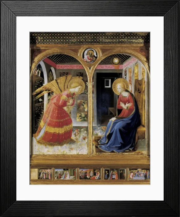 Framed Print : ANGELICO, Fra (1387-1455). The Annunciation. 1430s. Renaissance art. Quattrocento. Tempera on wood. ITALY. San Giovanni Valdarno