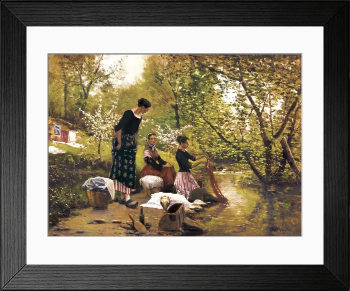 Framed Print : VAYREDA i VILA, Joaquim (1843-1894). The Washerwomen. 1883. Naturalism. Oil on canvas. SPAIN. Barcelona. National Art Museum of Catalonia. AISA / Everett Collection**US SALES ONLY**
