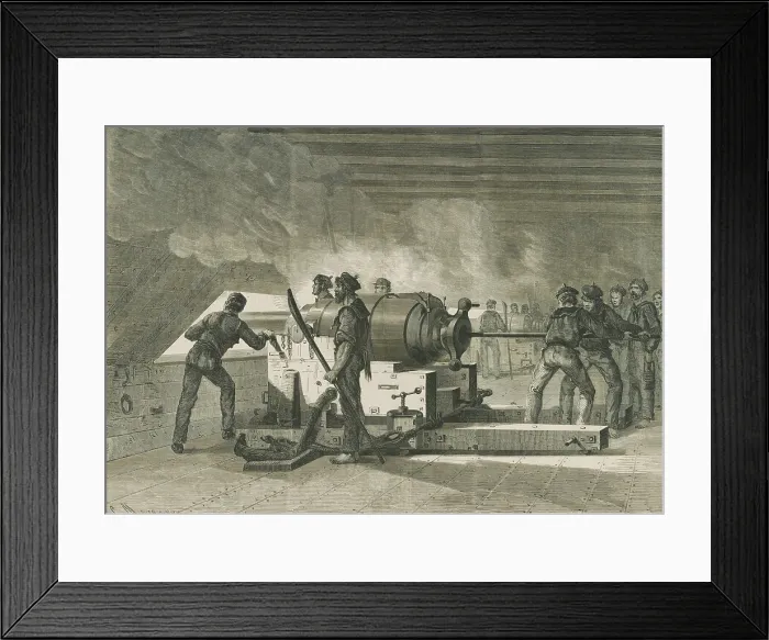 Framed Print : US Civil War, Battle of Hampton Roads, March 9, 1862, the first engagement between ironclad gunboats