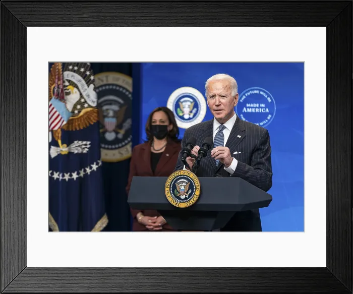 Framed Print : President Joe Biden, delivers remarks on his Buy American initiative, Jan. 25, 2021