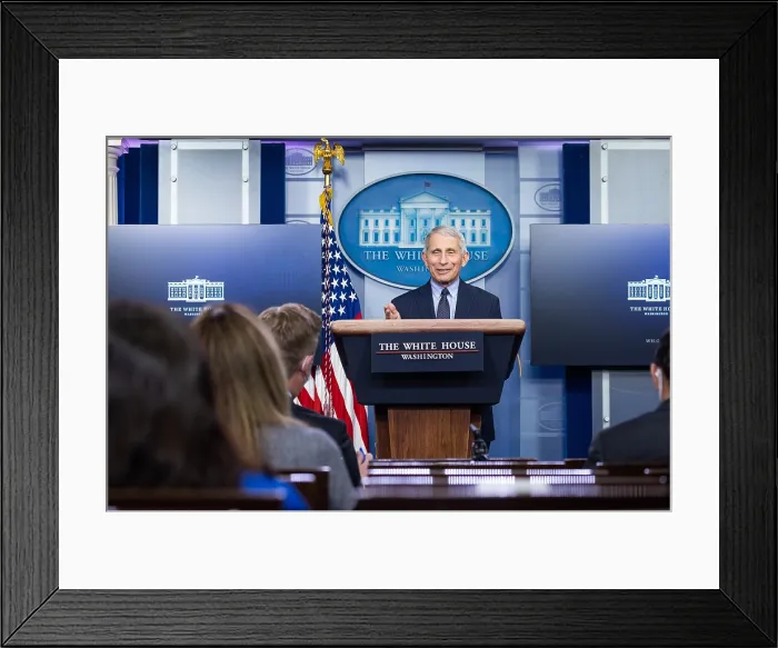 Framed Print : Dr. Anthony Fauci, White House COVID Chief Medial Advisor, at a press briefing on Jan. 21, 2021 Framed Print : Dr. Anthony Fauci, White House COVID Chief Medial Advisor, at a press briefing on Jan. 21, 2021