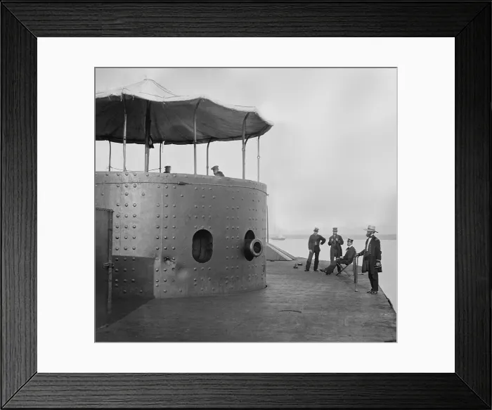 Framed Print : USS Monitor, the Union ironclad gunboat after the Battle of Hampton Roads. Officers on deck, L to R: Robinson W. Hands; Louis N. Stodder; Albert B Framed Print : USS Monitor, the Union ironclad gunboat after the Battle of Hampton Roads. Officers on deck, L to R: Robinson W. Hands; Louis N. Stodder; Albert B