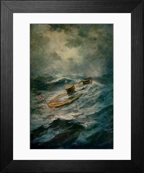 Framed Print : US Civil War. The USS Monitor, the Union ironclad gunboat, in rough water off Cape Hatteras, North Carolina, Dec. 30, 1862