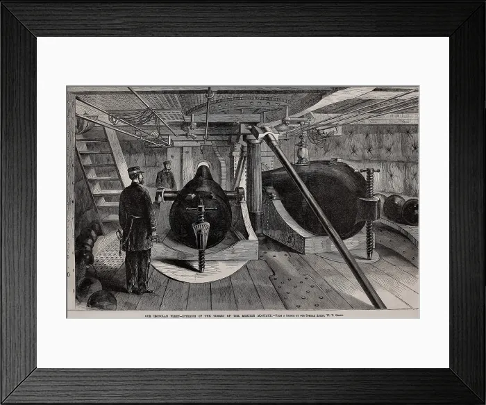 Framed Print : US Civil War, interior of the turret of Union ironclad monitor USS Montauk, with two Dahlgren cannons in 1864 Framed Print : US Civil War, interior of the turret of Union ironclad monitor USS Montauk, with two Dahlgren cannons in 1864