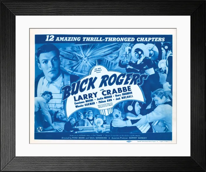 Framed Print : BUCK ROGERS, US lobbycard, top left, bottom right, bottom left: Larry Buster Crabbe, lobbycard, 1939