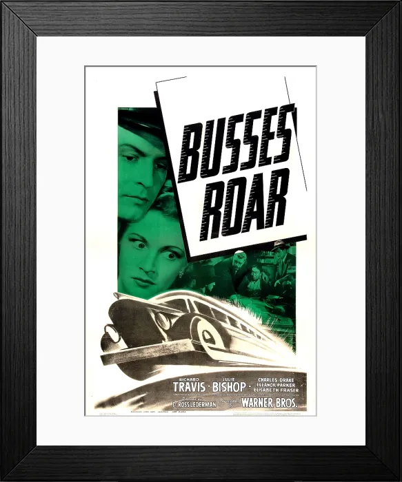 Framed Print : BUSSES ROAR, US poster, from left: Richard Travis, Julie Bishop, 1942
