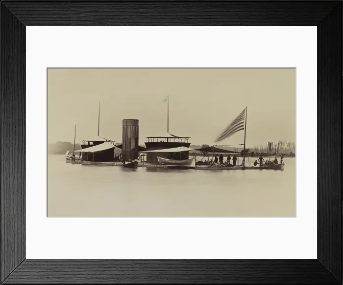 Framed Print : US Civil War, double turreted monitor, USS Onondaga, on the James River, Virginia, 1864