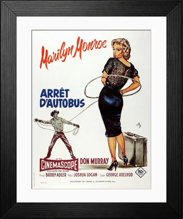 Framed Print : BUS STOP, (aka ARRET D'AUTOBUS), French poster, from left: Don Murray, Marilyn Monroe, 1956, TM & Copyright 20th Century Fox Film Corp. / courtesy Everett Collection