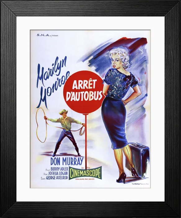 Framed Print : BUS STOP, (aka ARRET D'AUTOBUS), French poster, from left: Don Murray, Marilyn Monroe, 1956, TM & Copyright 20th Century Fox Film Corp. / courtesy Everett Collection Framed Print : BUS STOP, (aka ARRET D'AUTOBUS), French poster, from left: Don Murray, Marilyn Monroe, 1956, TM & Copyright 20th Century Fox Film Corp. / courtesy Everett Collection