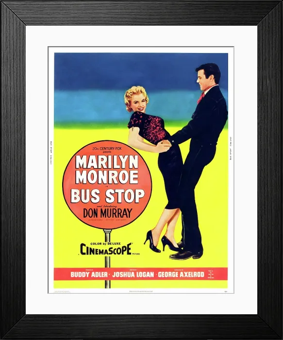 Framed Print : BUS STOP, l-r: Marilyn Monroe, Don Murray on poster art, 1956, TM and Copyright 20th Century Fox Film Corp. All rights reserved. / courtesy Everett Collection