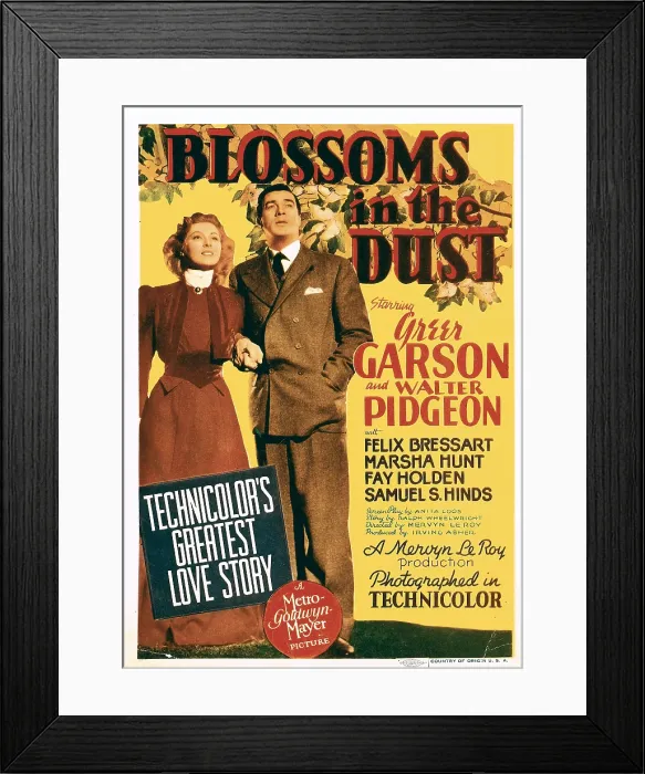 Framed Print : BLOSSOMS IN THE DUST, from left: Greer Garson, Walter Pidgeon on midget window card, 1941 Framed Print : BLOSSOMS IN THE DUST, from left: Greer Garson, Walter Pidgeon on midget window card, 1941