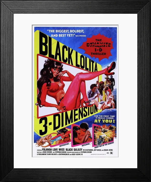 Framed Print : BLACK LOLITA, (aka WILDCAT WOMEN, reissue title), US poster, Yolanda Love, 1975 Framed Print : BLACK LOLITA, (aka WILDCAT WOMEN, reissue title), US poster, Yolanda Love, 1975