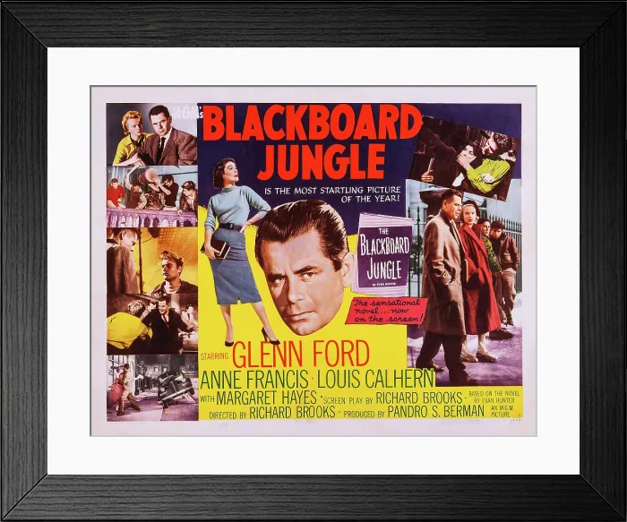Framed Print : BLACKBOARD JUNGLE, US poster, center from left: Margaret Hayes, Glenn Ford, top left from left: Anne Francis, Glenn Ford, 1955