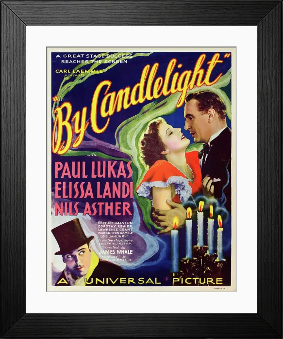Framed Print : BY CANDLELIGHT, US poster art, from left: Nils Asther, Elissa Landi, Paul Lukas, 1933