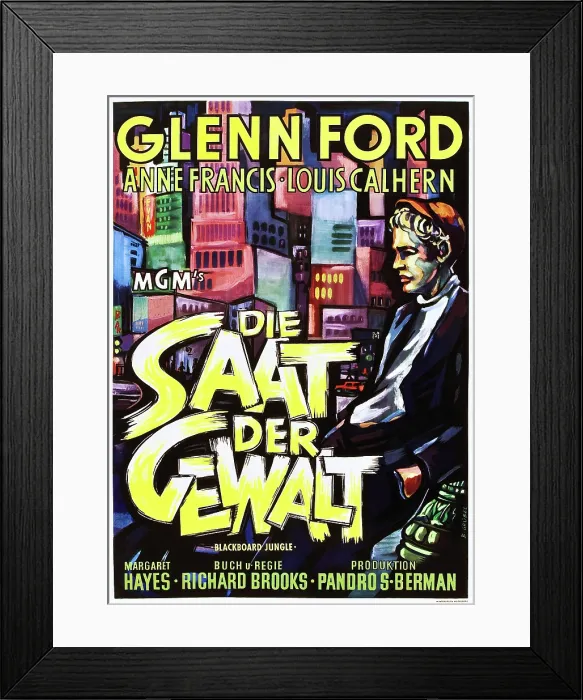 Framed Print : THE BLACKBOARD JUNGLE, (aka DIE SAAT DER GEWALT), German poster art, 1955 Framed Print : THE BLACKBOARD JUNGLE, (aka DIE SAAT DER GEWALT), German poster art, 1955