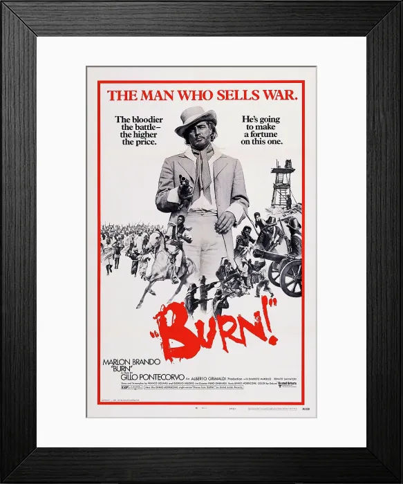 Framed Print : BURN!, (aka QUEIMADA), US poster, Marlon Brando, 1969 Framed Print : BURN!, (aka QUEIMADA), US poster, Marlon Brando, 1969