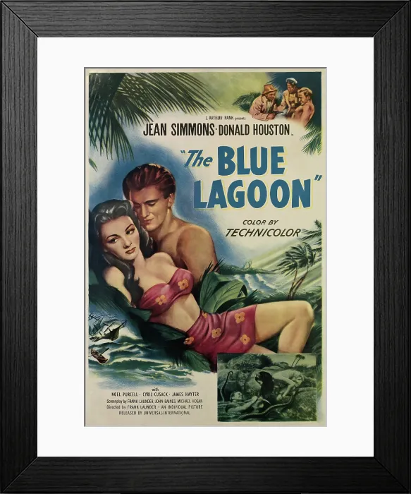 Framed Print : THE BLUE LAGOON, from left, Jean Simmons, Donald Houston, 1949