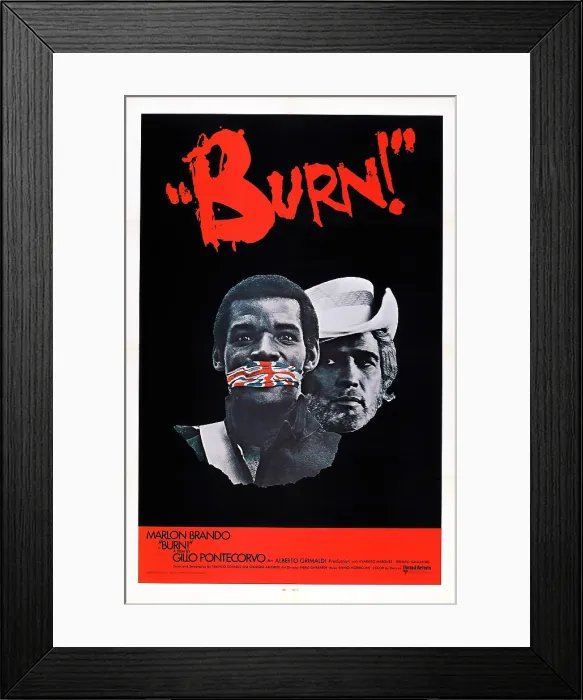 Framed Print : BURN!, (aka QUEIMADA), US poster, from left: Evaristo Marquez, Marlon Brando, 1969 Framed Print : BURN!, (aka QUEIMADA), US poster, from left: Evaristo Marquez, Marlon Brando, 1969