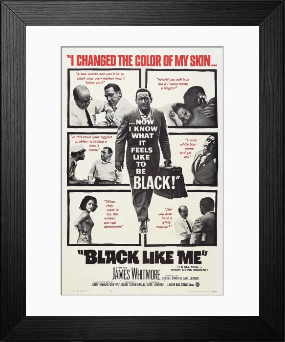 Framed Print : BLACK LIKE ME, US poster art, James Whitmore, 1964