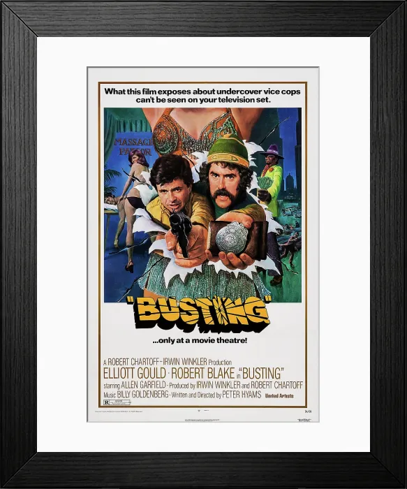 Framed Print : BUSTING, US poster, from left: Robert Blake, Elliott Gould, 1974 Framed Print : BUSTING, US poster, from left: Robert Blake, Elliott Gould, 1974