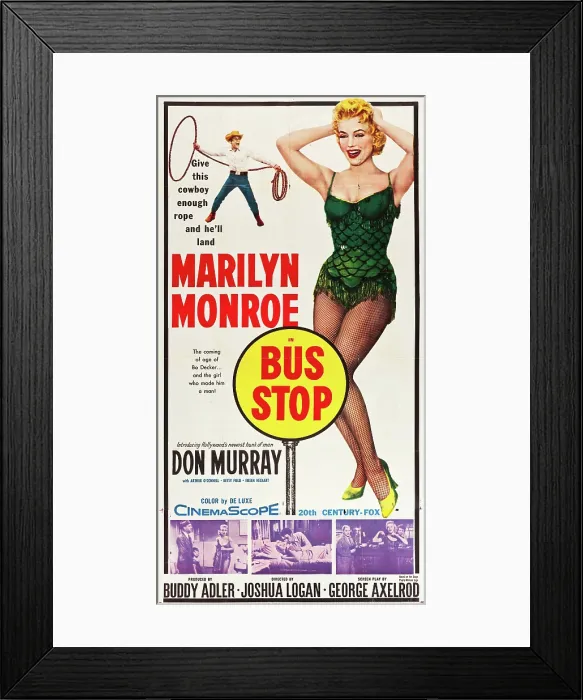 Framed Print : BUS STOP, l-r: Don Murray, Marilyn Monroe on U.S. poster art, 1956, TM and Copyright 20th Century Fox Film Corp. All rights reserved. / courtesy Everett Collection