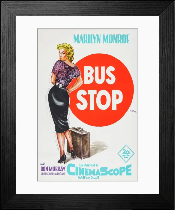 Framed Print : BUS STOP, Marilyn Monroe on German poster art, 1956, TM and Copyright 20th Century Fox Film Corp. All rights reserved. / courtesy Everett Collection