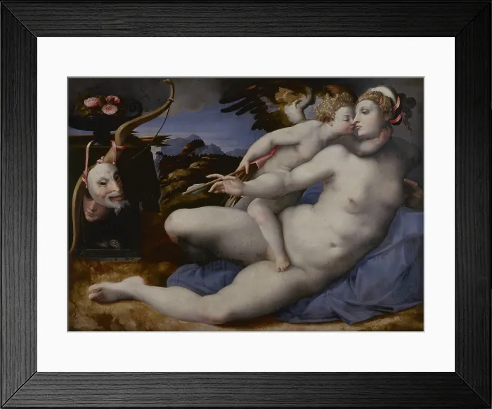 Framed Print : Venus and Cupid (Venus en Cupido), by Hendrik van der Broeck, c. 1550-1570, 16th Century, Oil on panel, 120 x 195 cm