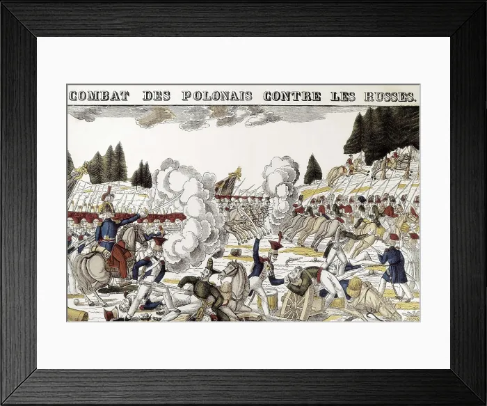 Framed Print : Russian Empire. Polish Insurrection (1830-1831). Battle between the Polish and Russian forces. Engraving. FRANCE. Paris. National Museum of Arts and Popular Traditions