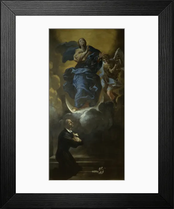 Framed Print : A Theatine bishop split the Immaculate Conception, by Giovanni Lanfranco, 1638-1646, 17th Century, oil on canvas - Italy, Campania, Naples, Church of Saints Apostles