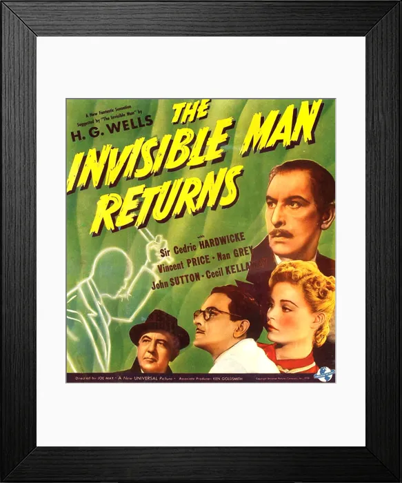 Framed Print : THE INVISIBLE MAN RETURNS, from left: Cecil Kellaway, John Sutton, Nan Grey, Cedric Hardwicke on window card, 1940 Framed Print : THE INVISIBLE MAN RETURNS, from left: Cecil Kellaway, John Sutton, Nan Grey, Cedric Hardwicke on window card, 1940