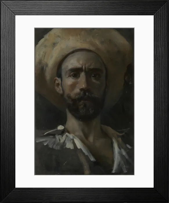 Framed Print : Self-portrait (Autoritratto), by Francesco Paolo Michetti, c. 1895, 19th Century, oil on canvas, 49 x 34 cm