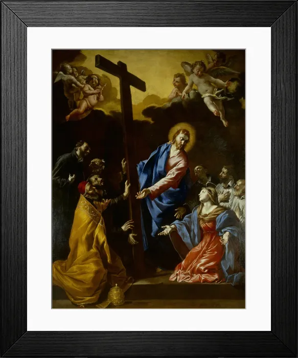 Framed Print : Jesus shows the cross to the Theatines as a standard for their live (Ges mostra ai Teatini la croce come norma per la loro vita), by Giovanni Lanfranco, 1638-1646, 17th Century