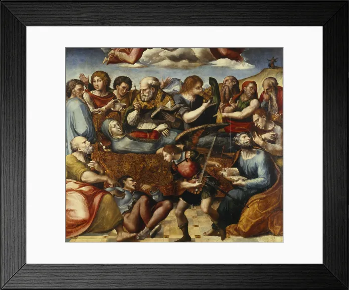 Framed Print : Dormition and Assumption of the Mother of God (Dormitio et Assumptio Virginis), by Pedro Machuca, 1490-1550, 15th-16th Century, oil on panel - Italy, Campania, Naples
