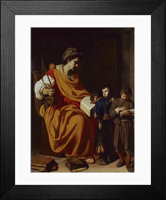 Framed Print : The school mistress (Maestra di scuola), by Aniello Falcone, 1620-1640, 17th Century, oil on canvas, 100 x 75 cm - Italy, Campania, Naples, National Museum of Capodimonte