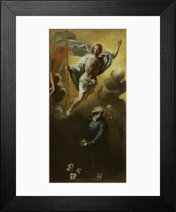 Framed Print : Saint Andrew Avellino contemplates the Risen Christ (Sant'Andrea Avellino contempla Cristo risorto), by Giovanni Lanfranco, 1638-1646, 17th Century, oil on canvas - Italy Framed Print : Saint Andrew Avellino contemplates the Risen Christ (Sant'Andrea Avellino contempla Cristo risorto), by Giovanni Lanfranco, 1638-1646, 17th Century, oil on canvas - Italy